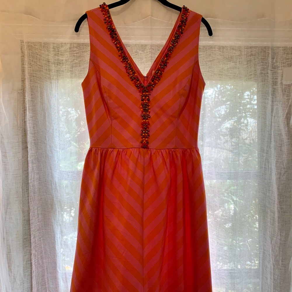 Lilly Pulitzer orange and pink dress with beading